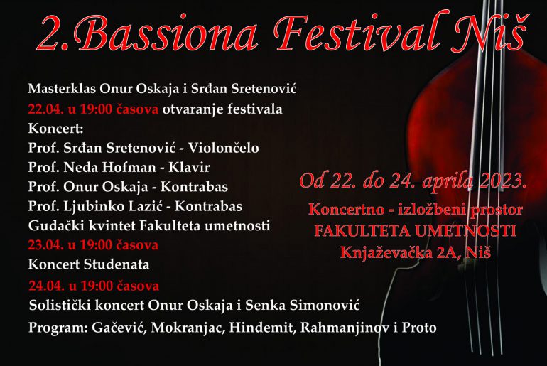 Програм 2. Басиона Фестивала – Ниш, 22-24. април 2023. године