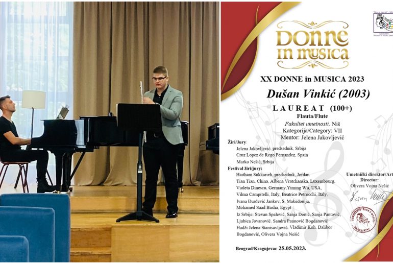 Душан Винкић лауреат XX интернационалног такмичења “Donne in Musica”