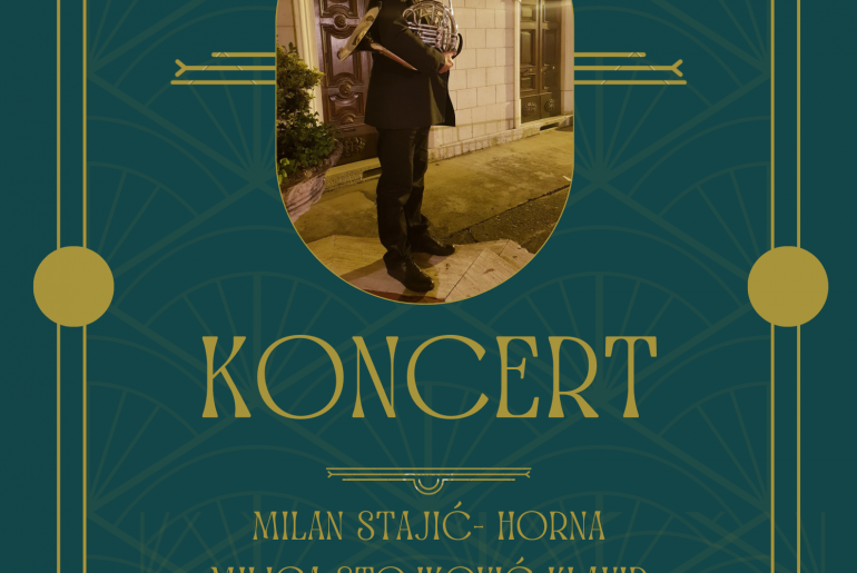 Концертна сезона Факултета уметности у Нишу: Милан Стајић – хорна, Милица Стојковић – клавир