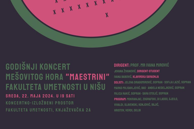 Годишњи концерт мешовитог хора “Маестрини” Факултета уметности у Нишу