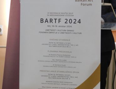 XI национални научни скуп са међународним учешћем Балкан Арт Форум 2024 са темом Феномен емпатије у уметности и култури, у организацији Факултета уметности Универзитета у Нишу и Огранка САНУ у Нишу.